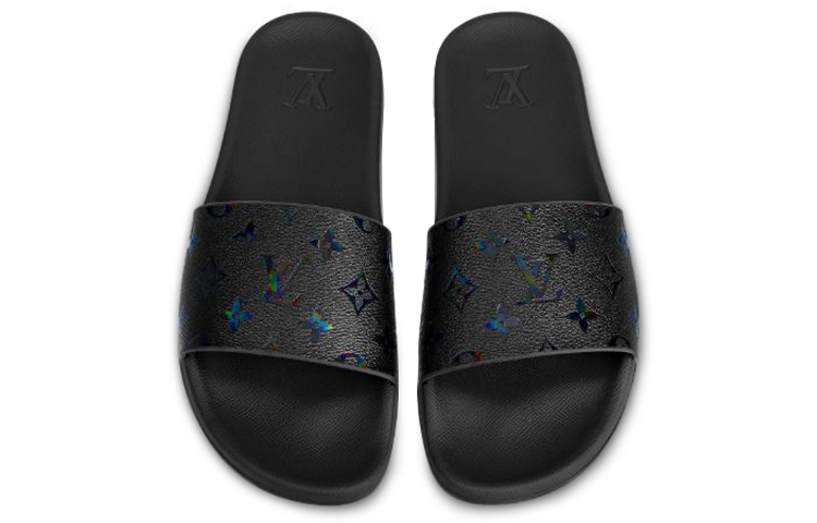 Lookbook 路易威登 Waterfront Monogram 虹彩橡膠拖鞋 黑色