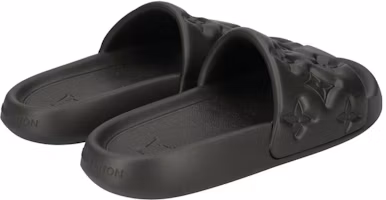 Shop ルイ・ヴィトン ウォーターフロント・ミュール 黒 (モノグラム型押し) 1A9FKK