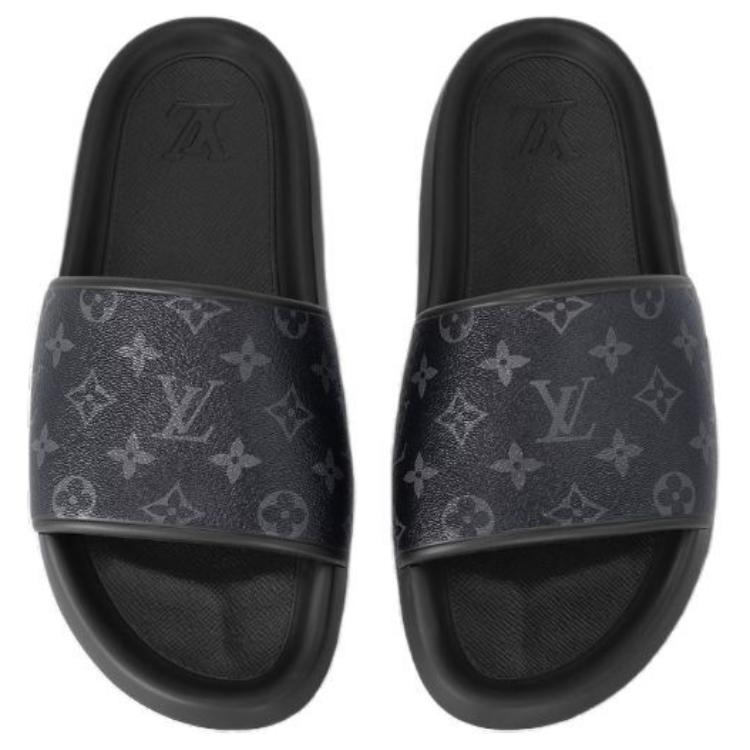 Purchase LOUIS VUITTON Waterfront 印花套穿帆布時尚拖鞋 男款 黑色