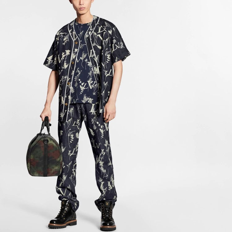 Details for ルイ・ヴィトン ウィートプリント デニム クラシック 半袖シャツ ダークブルー 1A7XFN