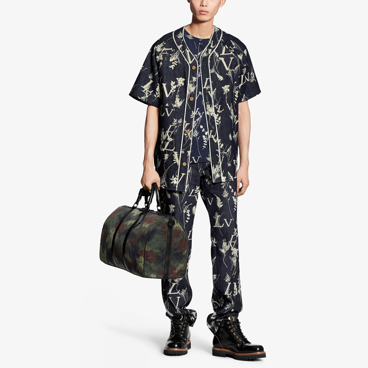 Sizing ルイ・ヴィトン ウィートプリント デニム クラシック 半袖シャツ ダークブルー 1A7XFN