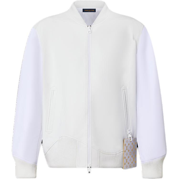 Louis Vuitton White Baseball Collar Zip Pocket Jacket 1ABJOO