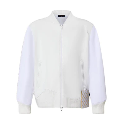 Louis Vuitton White Baseball Collar Zip Pocket Jacket 1ABJOO
