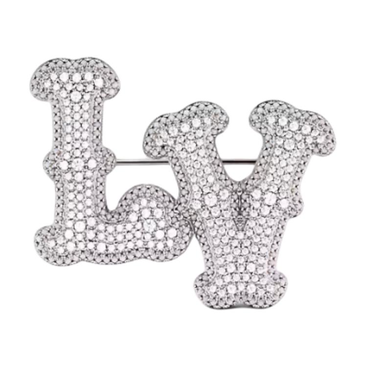 LOUIS VUITTON White Brass Brooch with Inlaid Design for Men M02052