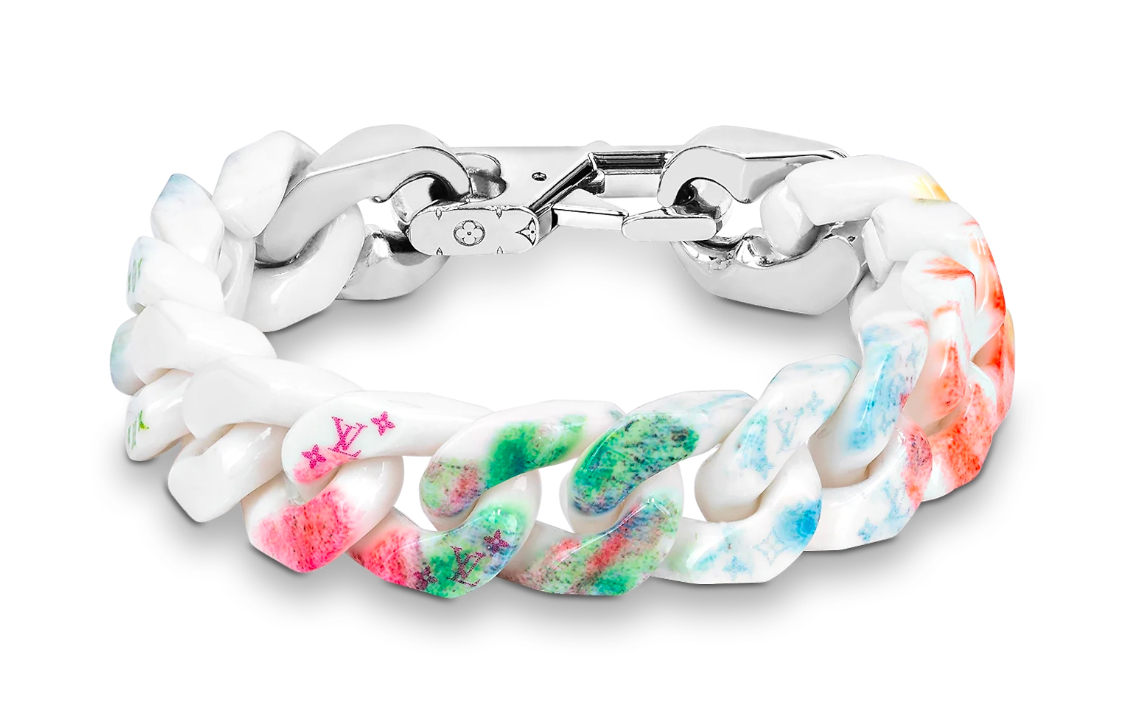 Louis Vuitton White Ceramic Chain Links Bracelet Unisex Limited Edition MP2851
