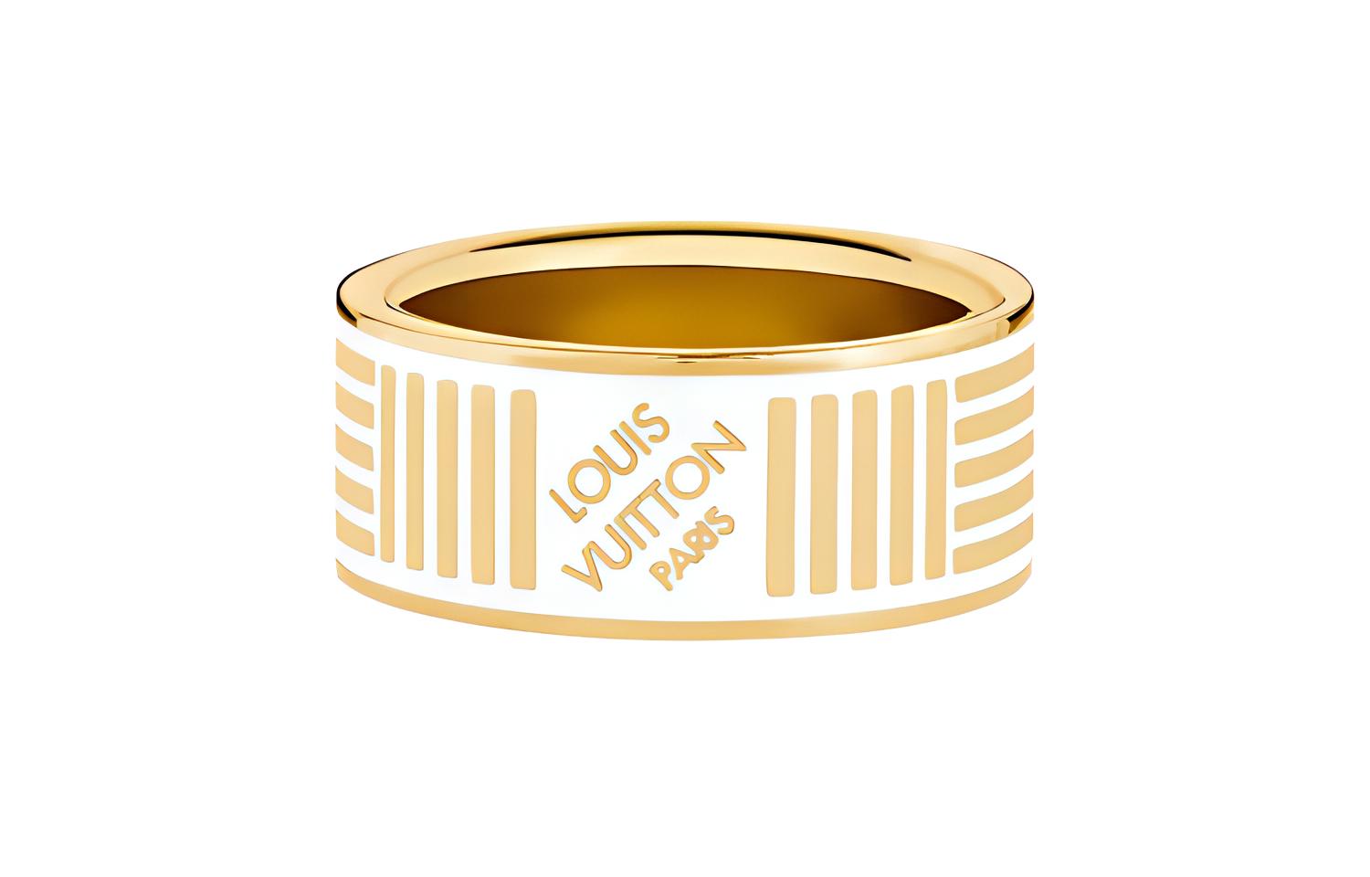 LOUIS VUITTON White Ceramic Unisex Couple Ring M69450