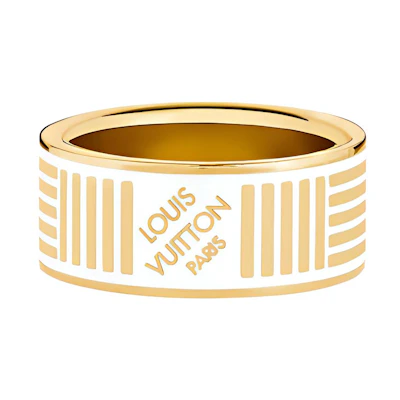 LOUIS VUITTON White Ceramic Unisex Couple Ring M69450