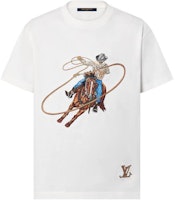 LOUIS VUITTON White Denim Logo Embroidered Crewneck T-Shirt FW24 Tee 1AFXNS LOUIS VUITTON White Denim Logo Embroidered Crewneck T-Shirt FW24 Tee 1AFXNS