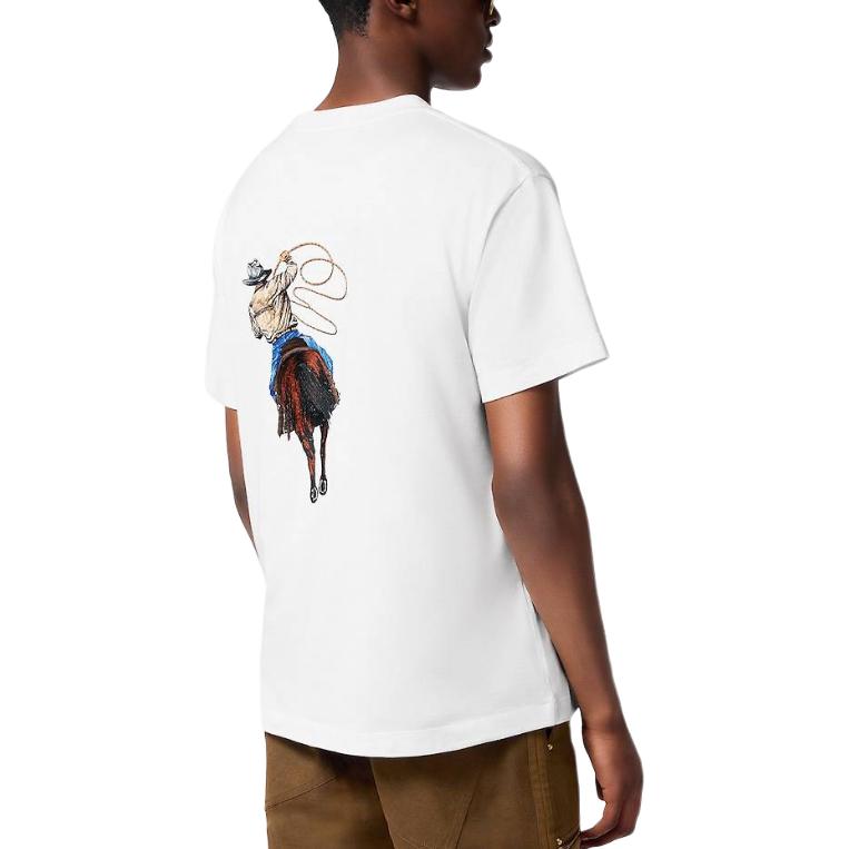 Details for 路易威登 白色丹寧刺繡Logo 圓領短袖T恤 FW24 1AFXNS