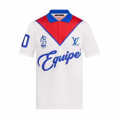 LOUIS VUITTON White Logo Colorblock Polo Shirt. 1A96XY