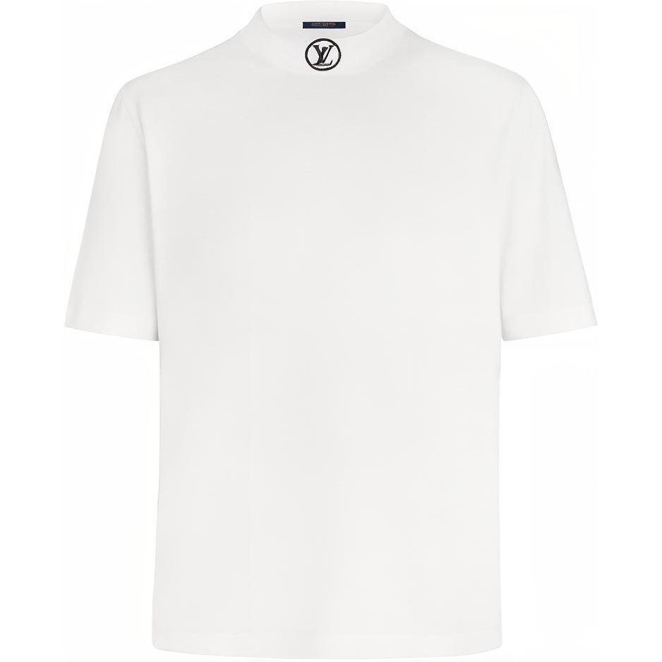 LOUIS VUITTON White Logo Embroidered Turtleneck Tee 1A40R