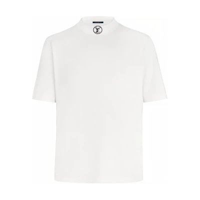 LOUIS VUITTON White Logo Embroidered Turtleneck Tee 1A40R