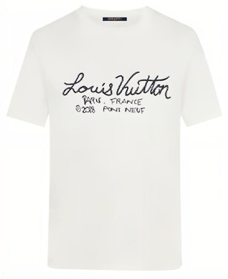 Louis Vuitton Kaos Putih Lengan Pendek dengan Bordir Grafis 1A7XNE Buy Louis Vuitton Kaos Putih Lengan Pendek dengan Bordir Grafis 1A7XNE