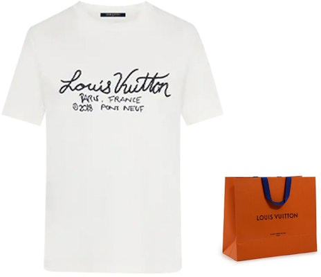Louis Vuitton Kaos Putih Lengan Pendek dengan Bordir Grafis 1A7XNE Lookbook Louis Vuitton Kaos Putih Lengan Pendek dengan Bordir Grafis 1A7XNE