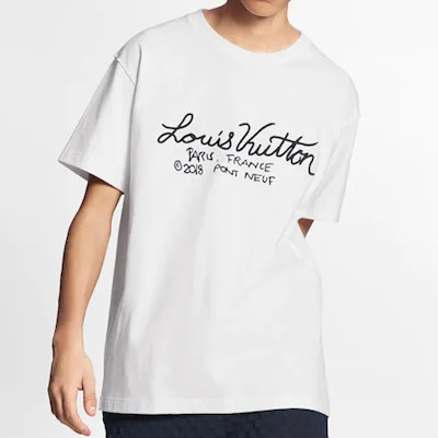 Louis Vuitton Kaos Putih Lengan Pendek dengan Bordir Grafis 1A7XNE Shop Louis Vuitton Kaos Putih Lengan Pendek dengan Bordir Grafis 1A7XNE