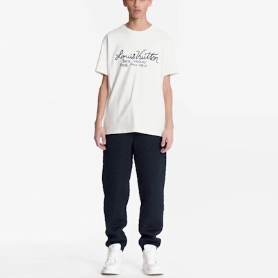 Louis Vuitton Kaos Putih Lengan Pendek dengan Bordir Grafis 1A7XNE Details for Louis Vuitton Kaos Putih Lengan Pendek dengan Bordir Grafis 1A7XNE
