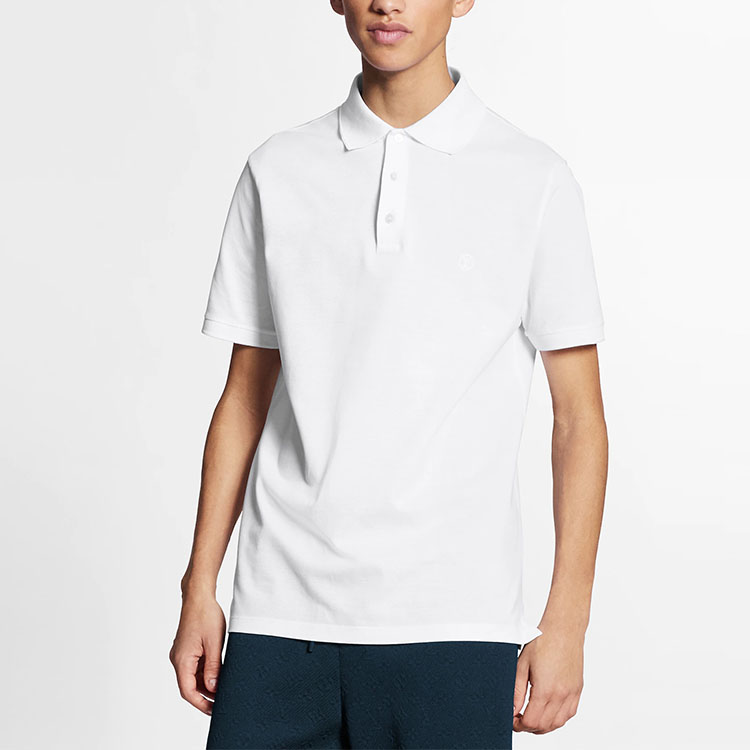 Shop 루이비통 화이트 솔리드 컬러 루즈핏 버튼 반팔 폴로. 1A1S9K