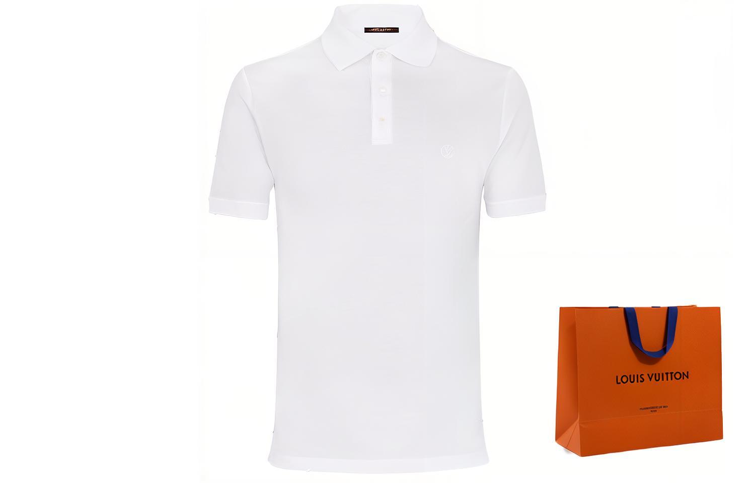Cheap 루이비통 화이트 솔리드 컬러 루즈핏 버튼 반팔 폴로. 1A1S9K