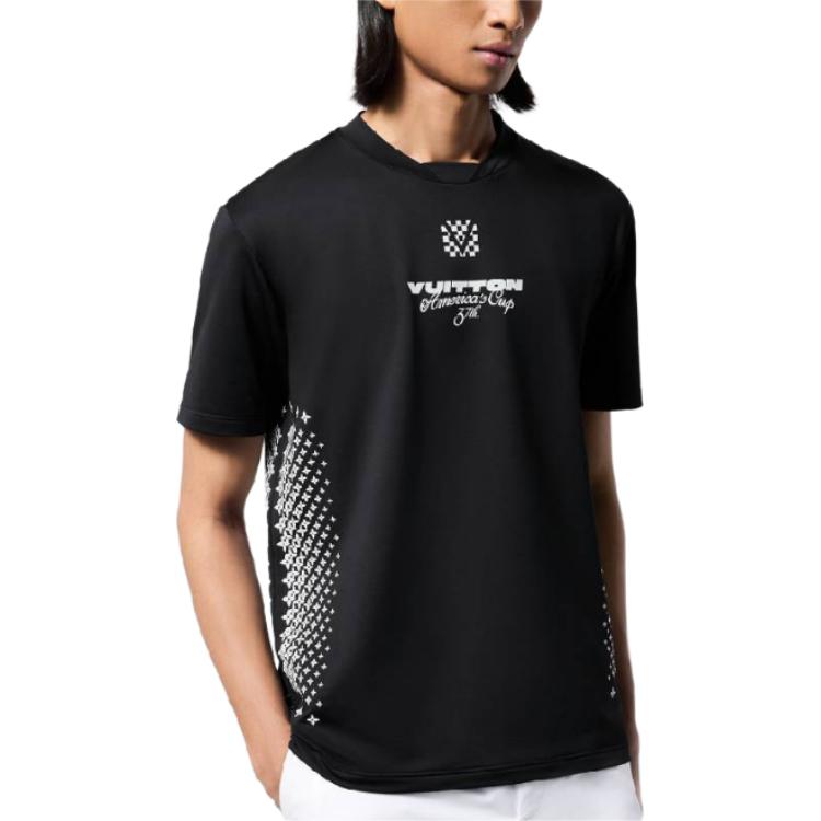 Purchase LOUIS VUITTON x America''s Cup FW24 Logo Crewneck Slim Fit T-Shirt Hitam Lelaki. 1AFVU1