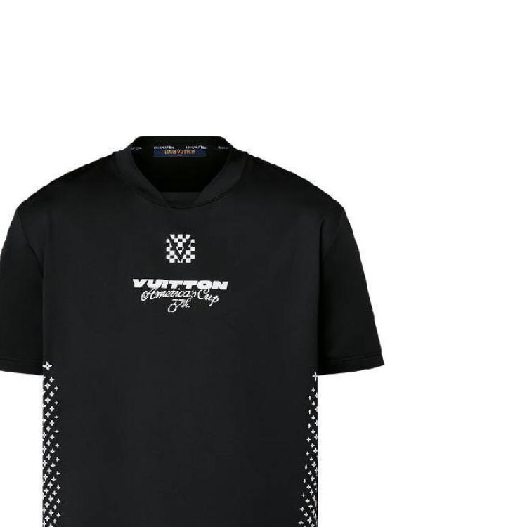 Sizing LOUIS VUITTON x America''s Cup FW24 Logo Crewneck Slim Fit T-Shirt Hitam Lelaki. 1AFVU1