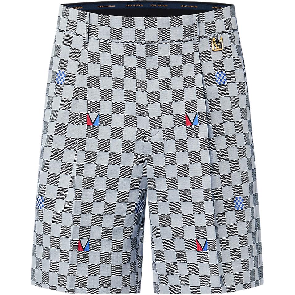 LOUIS VUITTON America's Cup SS24 Checkered Print Pleated Shorts Grey . 1AFVT7 圖 2