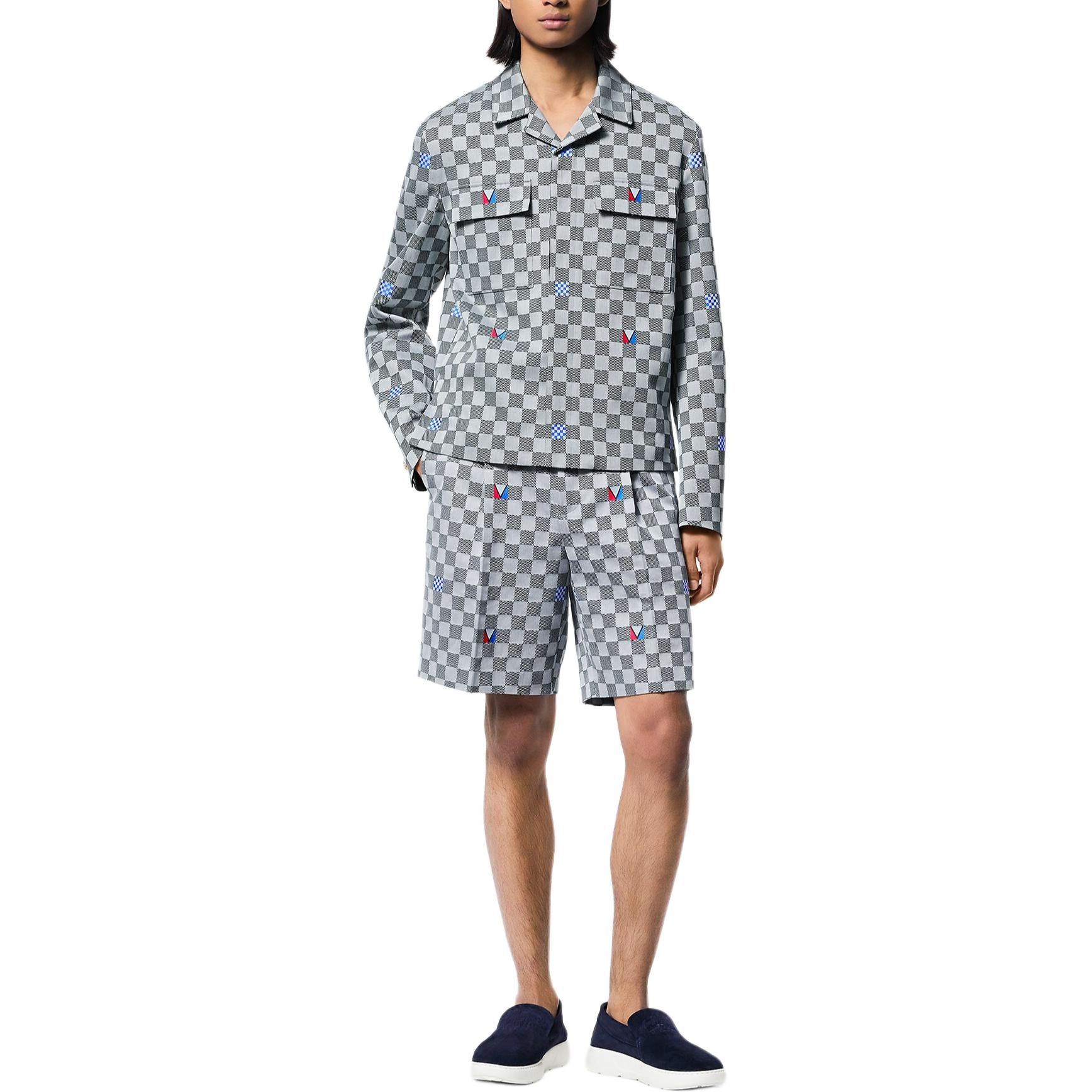 LOUIS VUITTON America's Cup SS24 Checkered Print Pleated Shorts Grey . 1AFVT7 圖 3