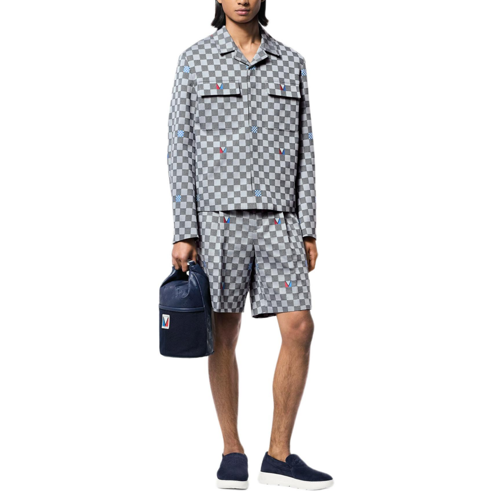 LOUIS VUITTON America's Cup SS24 Checkered Print Pleated Shorts Grey . 1AFVT7 圖 4