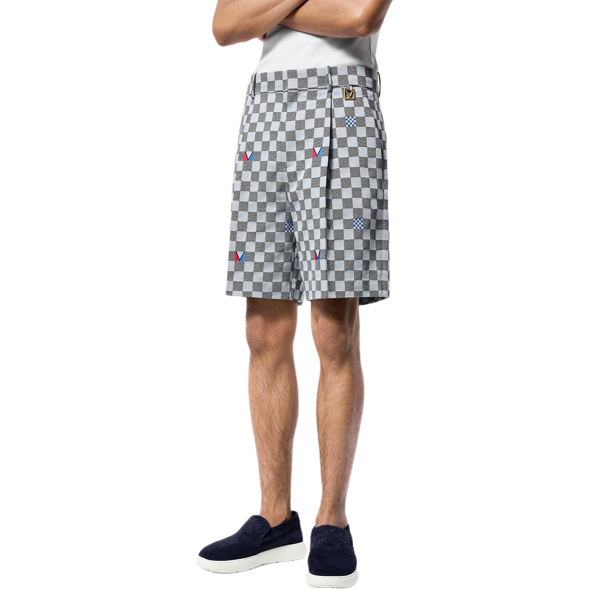 LOUIS VUITTON America's Cup SS24 Checkered Print Pleated Shorts Grey . 1AFVT7 圖 6