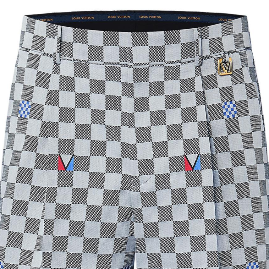 LOUIS VUITTON America's Cup SS24 Checkered Print Pleated Shorts Grey . 1AFVT7 圖 7
