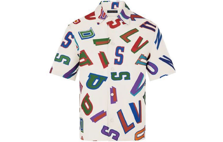 LOUIS VUITTON x NBA Basketball Print Short Sleeve Shirt White Mens. 1A8WR2