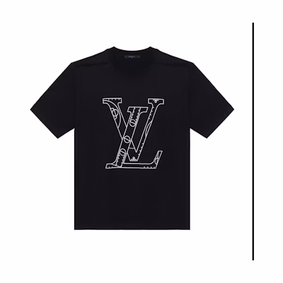 LOUIS VUITTON NBA Black Logo Print Classic Unisex T-Shirt. 1A8X0U