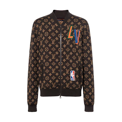 LOUIS VUITTON NBA Brown Monogram Knit Ribbed Waist Jacket. 1A8WYN