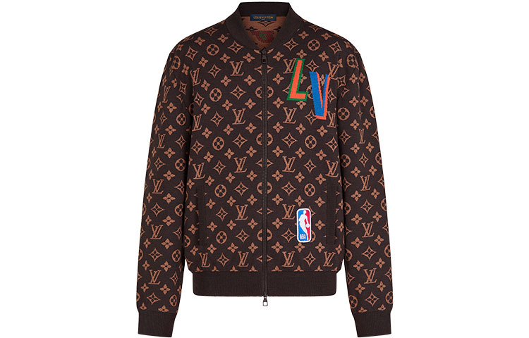 Order LOUIS VUITTON x NBA Jaket Coklat Monogram Knit Pinggang Ribbed. 1A8WYN