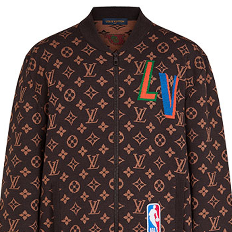 Sizing LOUIS VUITTON x NBA Jaket Coklat Monogram Knit Pinggang Ribbed. 1A8WYN