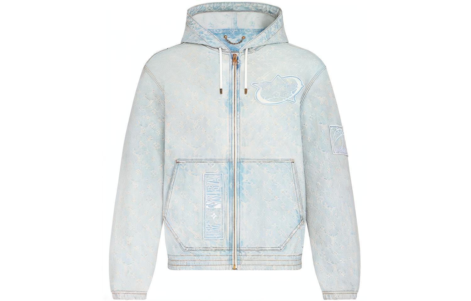 LOUIS VUITTON x NBA Classic Zip Hoodie Denim Jacket Blue for Men. 1A8WTS