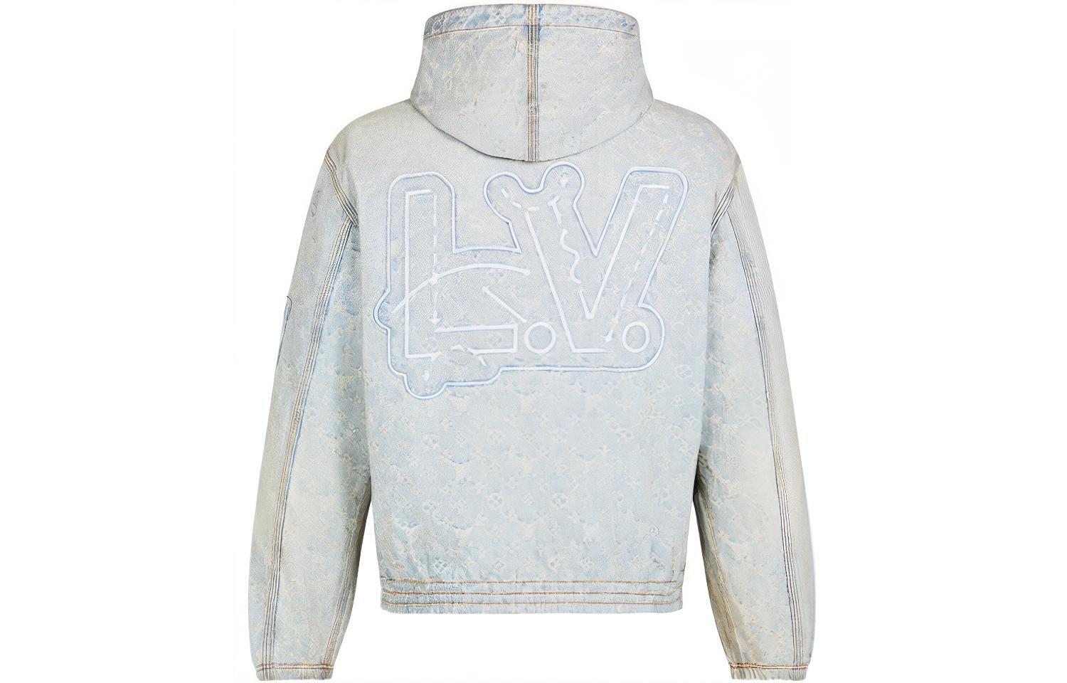 Lookbook LOUIS VUITTON x NBA Classic Zip Hoodie Denim Jacket Blue for Men. 1A8WTS