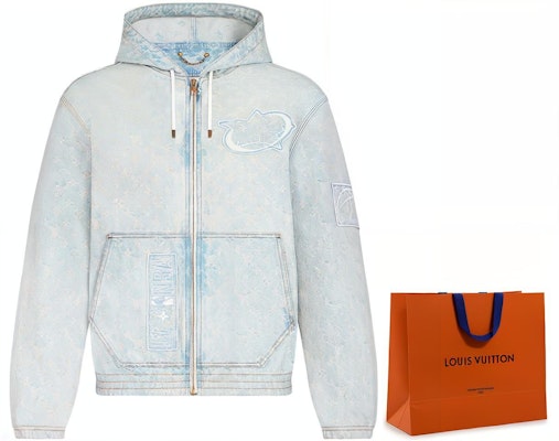 LOUIS VUITTON x NBA Classic Zip Hoodie Denim Jacket Blue for Men. 1A8WTS Sizing LOUIS VUITTON x NBA Classic Zip Hoodie Denim Jacket Blue for Men. 1A8WTS