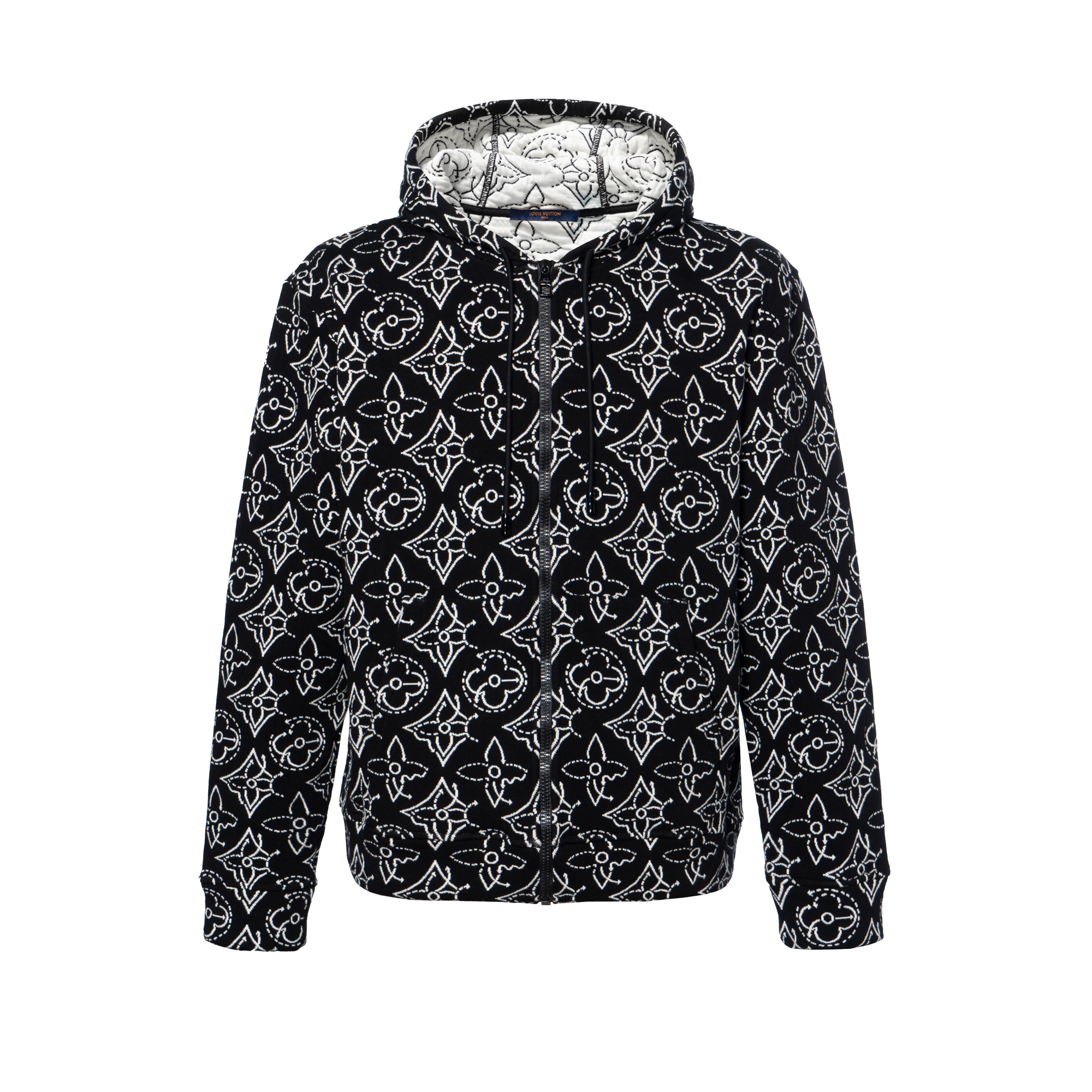 LOUIS VUITTON NBA FW21 Jacquard Quilted Monogram Hoodie Black . 1A8X0O