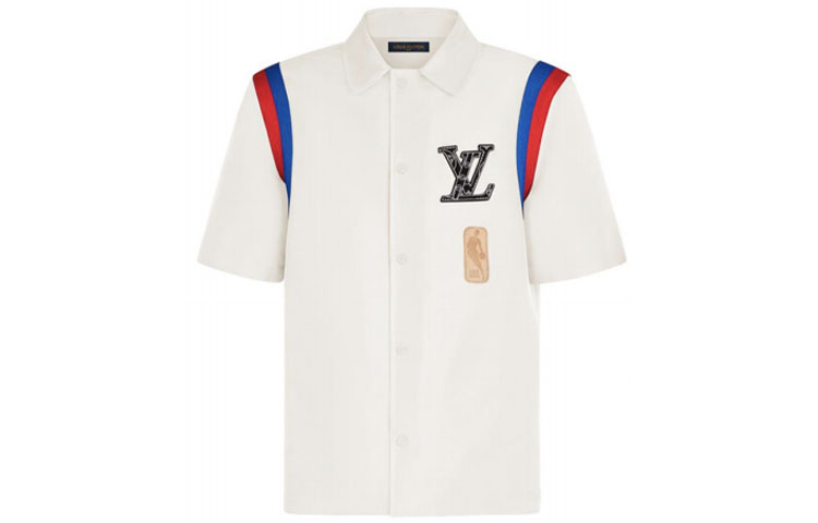 LOUIS VUITTON x NBA Logo Basketball Classic Short Sleeve Shirt White Mens. 1A8XE1
