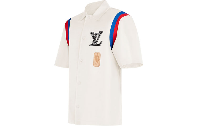 Shop ルイ・ヴィトン x NBA ロゴ バスケットボール クラシック 半袖 シャツ ホワイト メンズ 1A8XE1