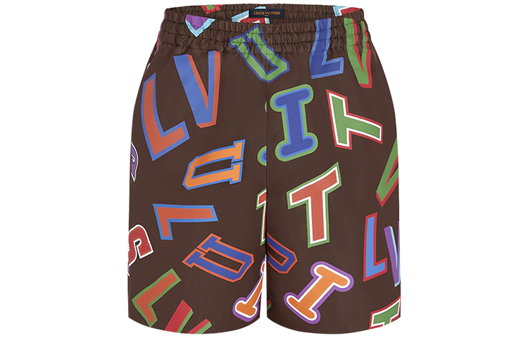 Order Celana Pendek Kasual Pria LOUIS VUITTON x NBA Logo Coklat Basketball. 1A90TO