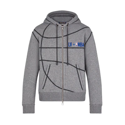 LOUIS VUITTON NBA Logo Embroidered Hoodie Grey Casualwear 1A8GW2