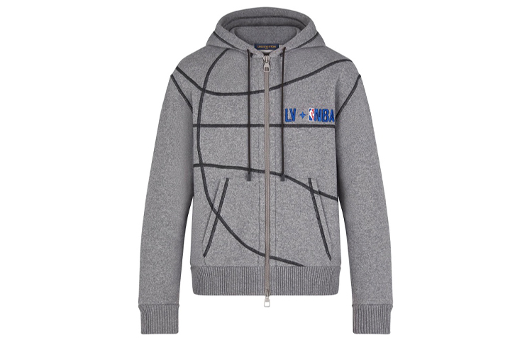 LOUIS VUITTON NBA Logo Embroidered Hoodie Grey Casualwear 1A8GW2 圖 2