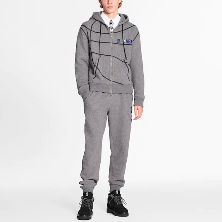 LOUIS VUITTON NBA Logo Embroidered Hoodie Grey Casualwear 1A8GW2 圖 3