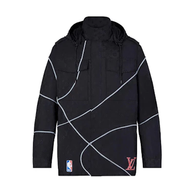 LOUIS VUITTON NBA Logo Print Black Hooded Jacket 1A819