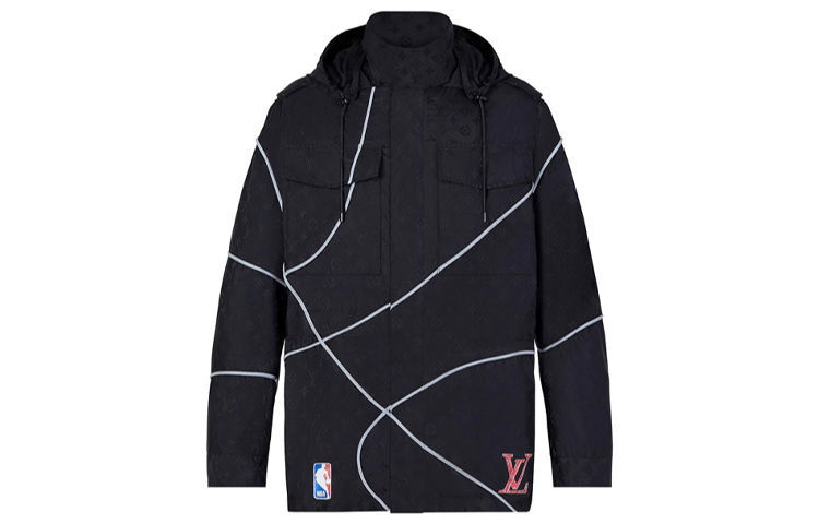 LOUIS VUITTON NBA Logo Print Black Hooded Jacket 1A819 圖 2