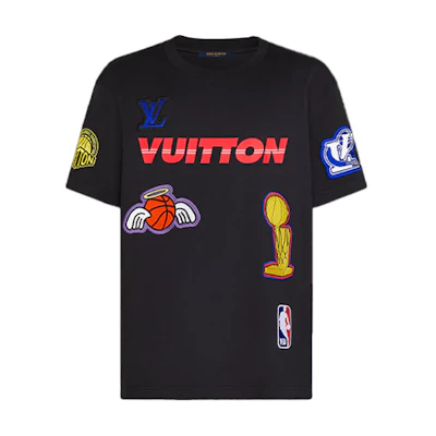 LOUIS VUITTON NBA Multi-Logo Loose Fit T-Shirt Black Crewneck Tee 1A8XEB