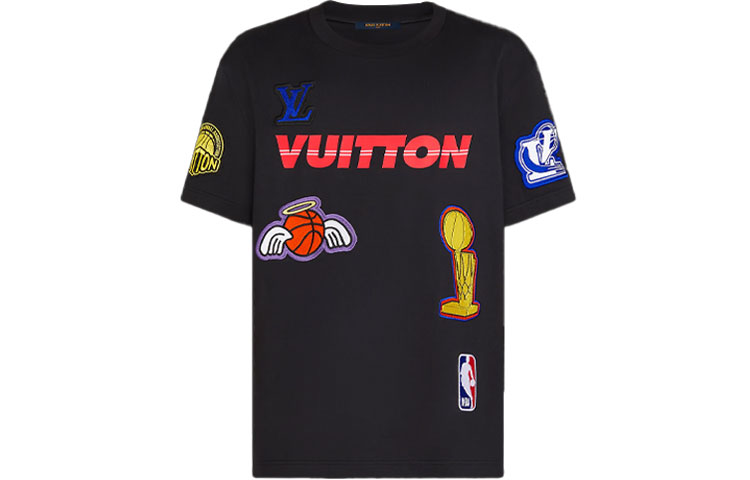 LOUIS VUITTON NBA Multi-Logo Loose Fit T-Shirt Black Crewneck Tee 1A8XEB 圖 2