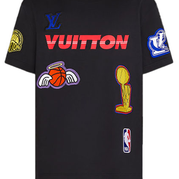 LOUIS VUITTON NBA Multi-Logo Loose Fit T-Shirt Black Crewneck Tee 1A8XEB 圖 6
