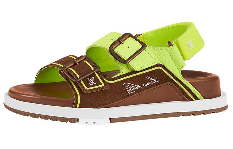 Buy LV×NBAトレーナーサンダル 茶 ネオングリーン 1A8ZNH